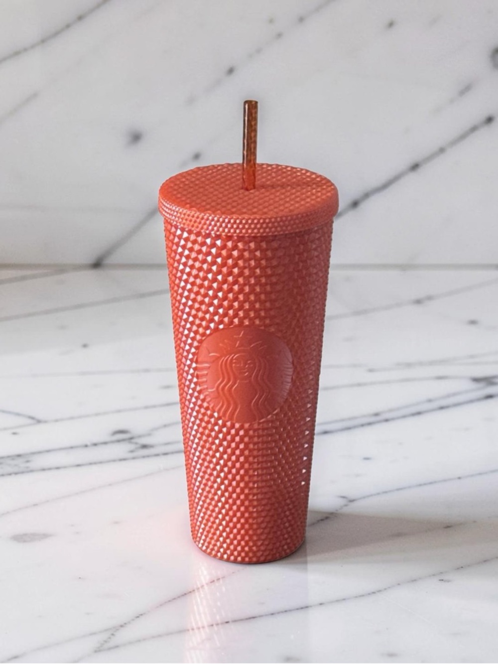 Starbucks 2022 Orange Studded Tumbler with Straw
